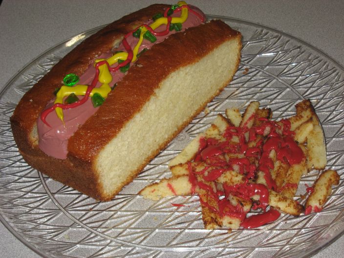 Instead we ended up taking a different faux food creation: hot dog and fries